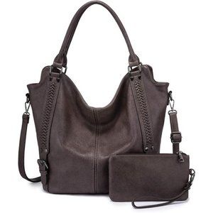 Brown Bag PU Leather Shoulder Bags Fashion Hobo Bags Large Purse and Handbags